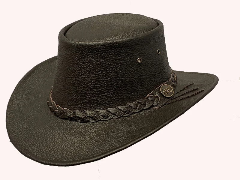 Australian Western Style Real Leather Crush able Bush Hat Cowboy Hat Brown